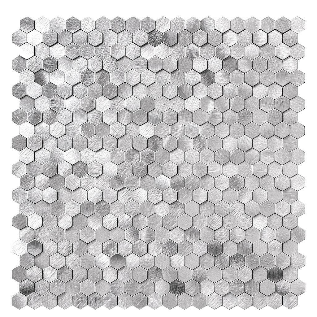 HexaGloss Aluminum Peel &amp; Stick Tile Size:305.9 x 306.8 x 4 mm
