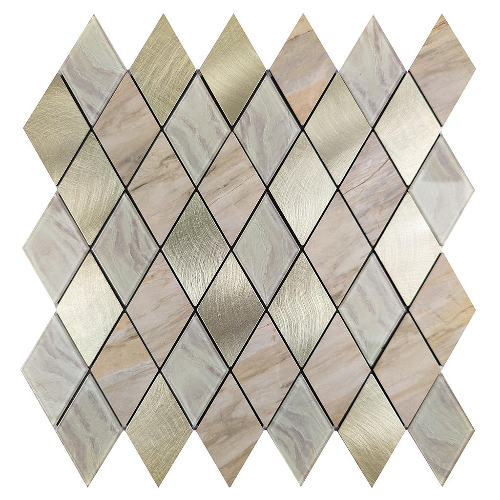 Rose Gold Slate Diamond Pattern Peel &amp; Stick Aluminum Tile Size:295 x 295 x 4.5 mm