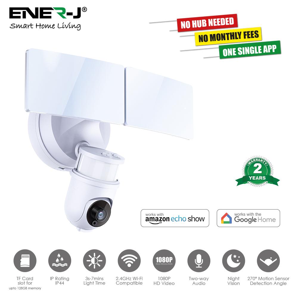 Wi-Fi Outdoor Security Kit with IP Camera and twin LED Floodlight, 2 way audio, White