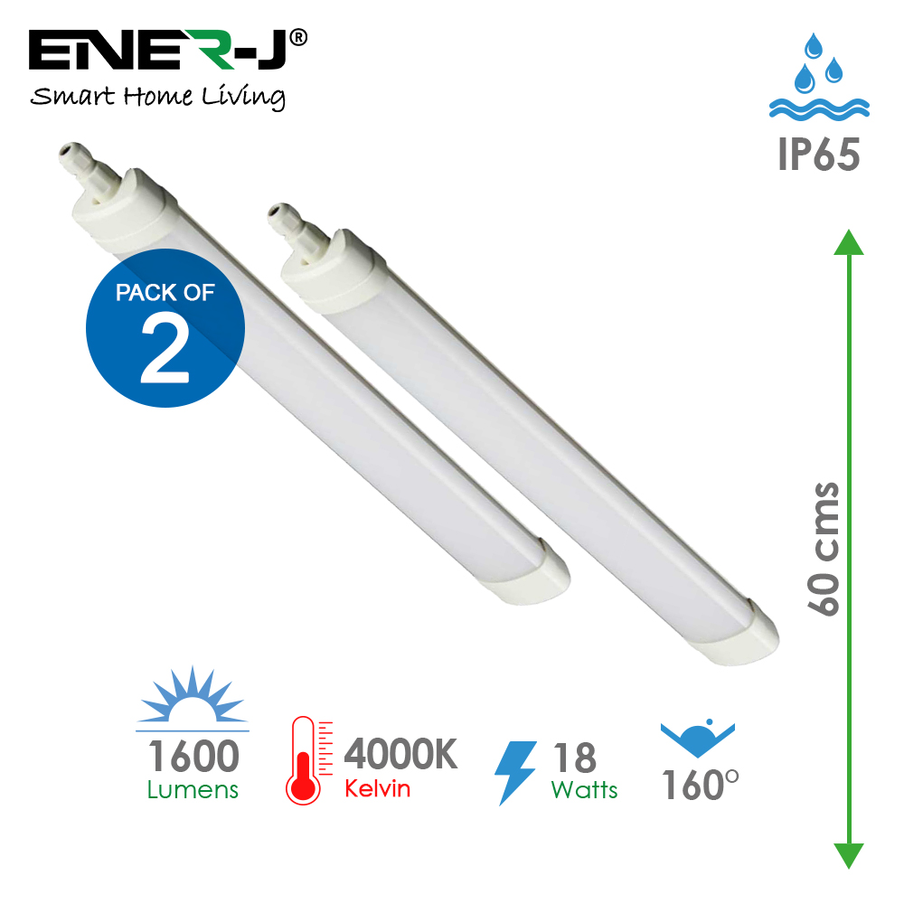 LED Triproof Batten IP65 18W 60cms 4000K (pack of 2 units)