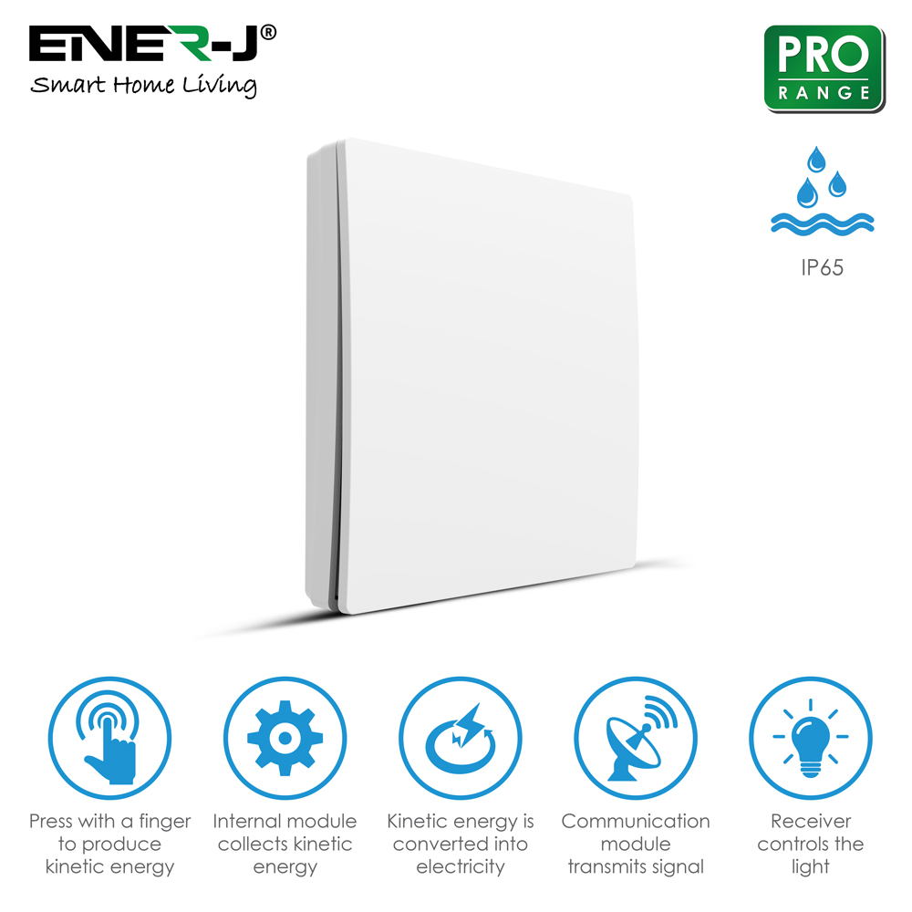 1 Gang Wireless Kinetic Switch White Body (ECO Range)