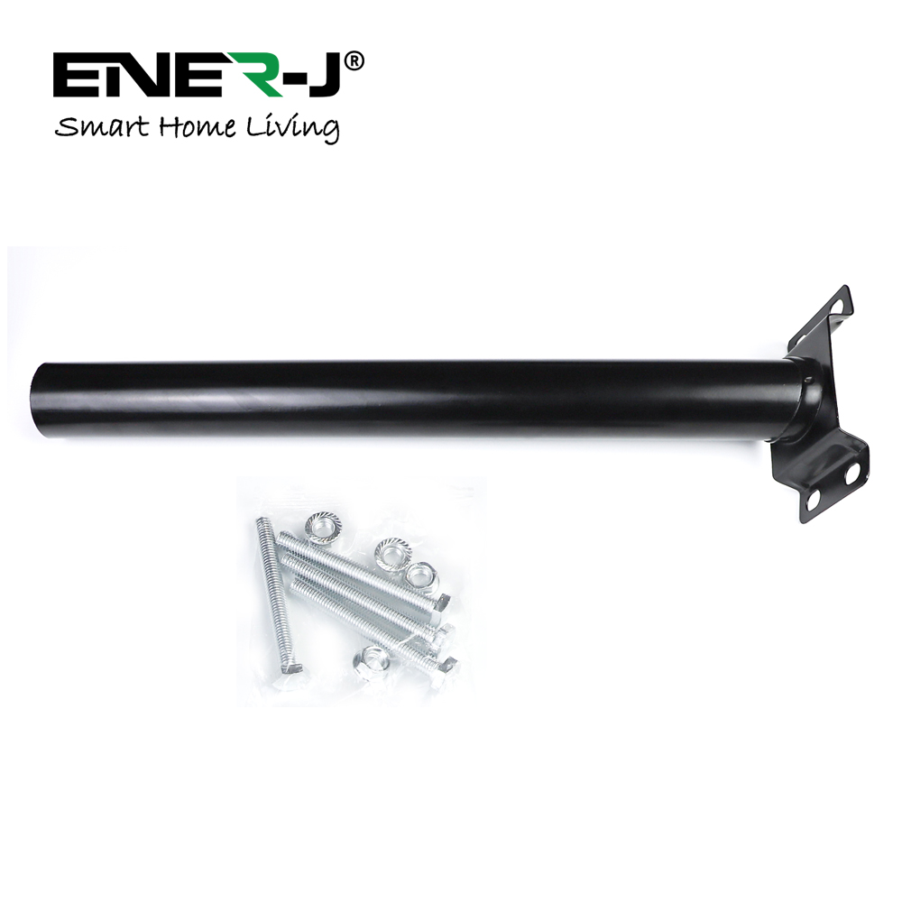 Wall Pole for Solar Streetlight (Dia 45mm*H500mm) + two screw bags+ plate, Metal Black housing (Suitable for Solar Streetlight SKU: T710)