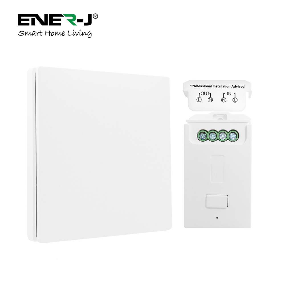 1 Gang Wireless Kinetic Switch + Non-Dimmable Receiver together in 1 pack
