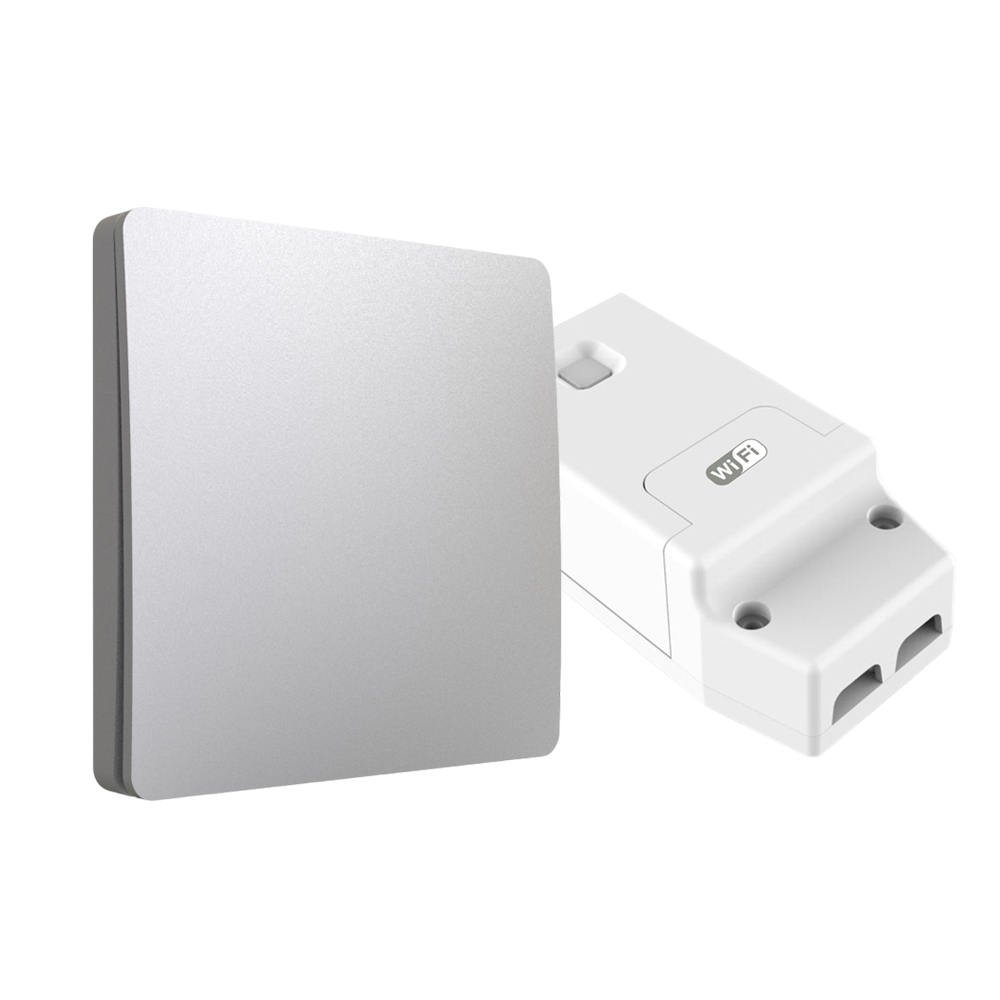 1 Gang Wireless Kinetic Switch, (Silver Finish) + 100W RF+WiFi Dimmable Receiver