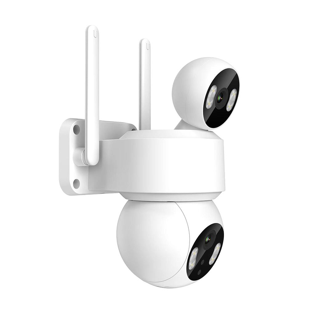 Smart Wi-Fi Dual Lens Outdoor Dome IP Camera White Housing, IP65