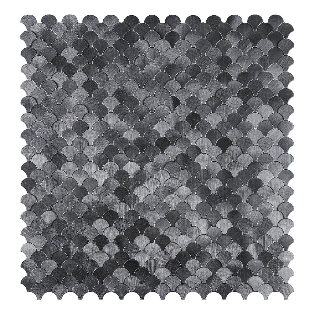 Reflective Scallop-Pattern Peel &amp; Stick Aluminum Tile Size:295 x 300 x 4 mm