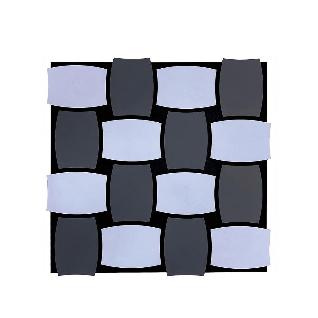 "Modern 3D Checkerboard Acoustic Panel - Black &amp; Grey - PET + MDF Size: 610 x 610 mm"