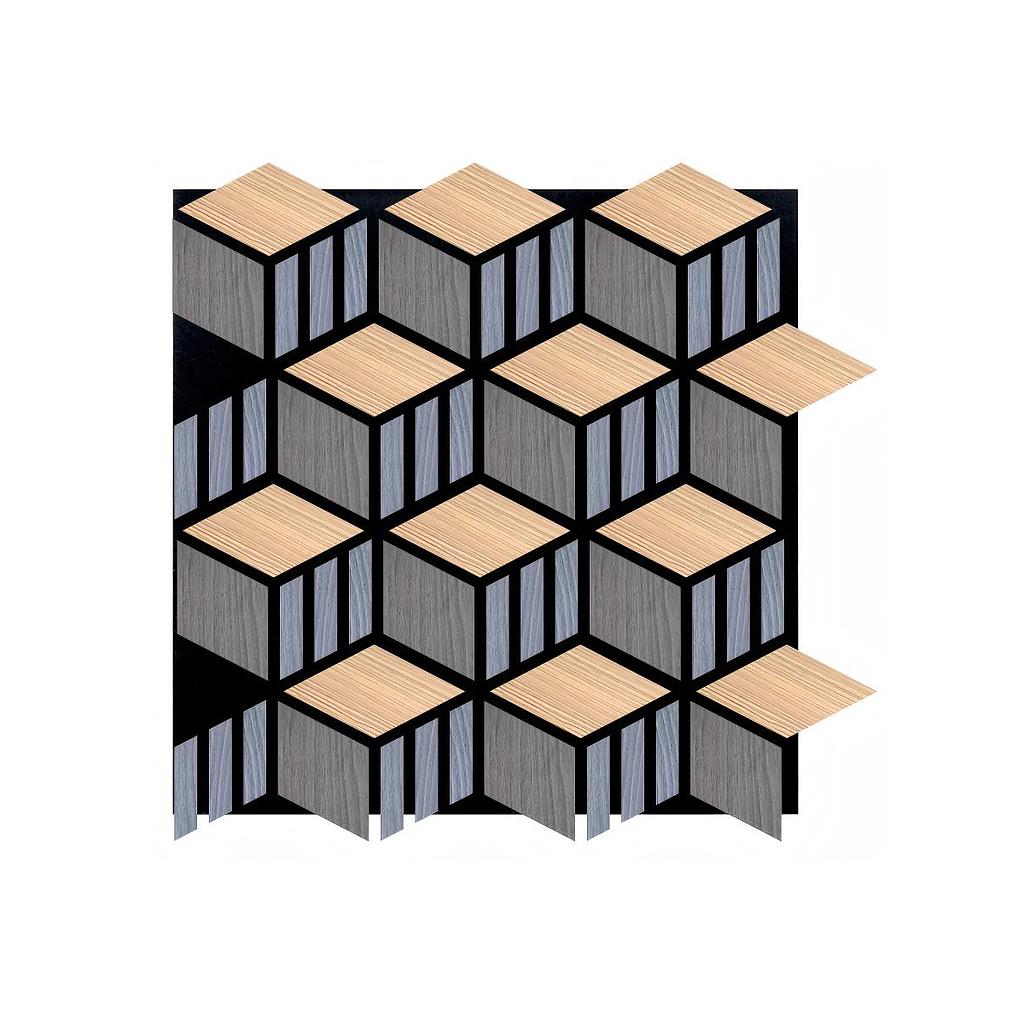"HexaCube Acoustic Wall Panel - PET + MDF Size: 685 x 740 mm"