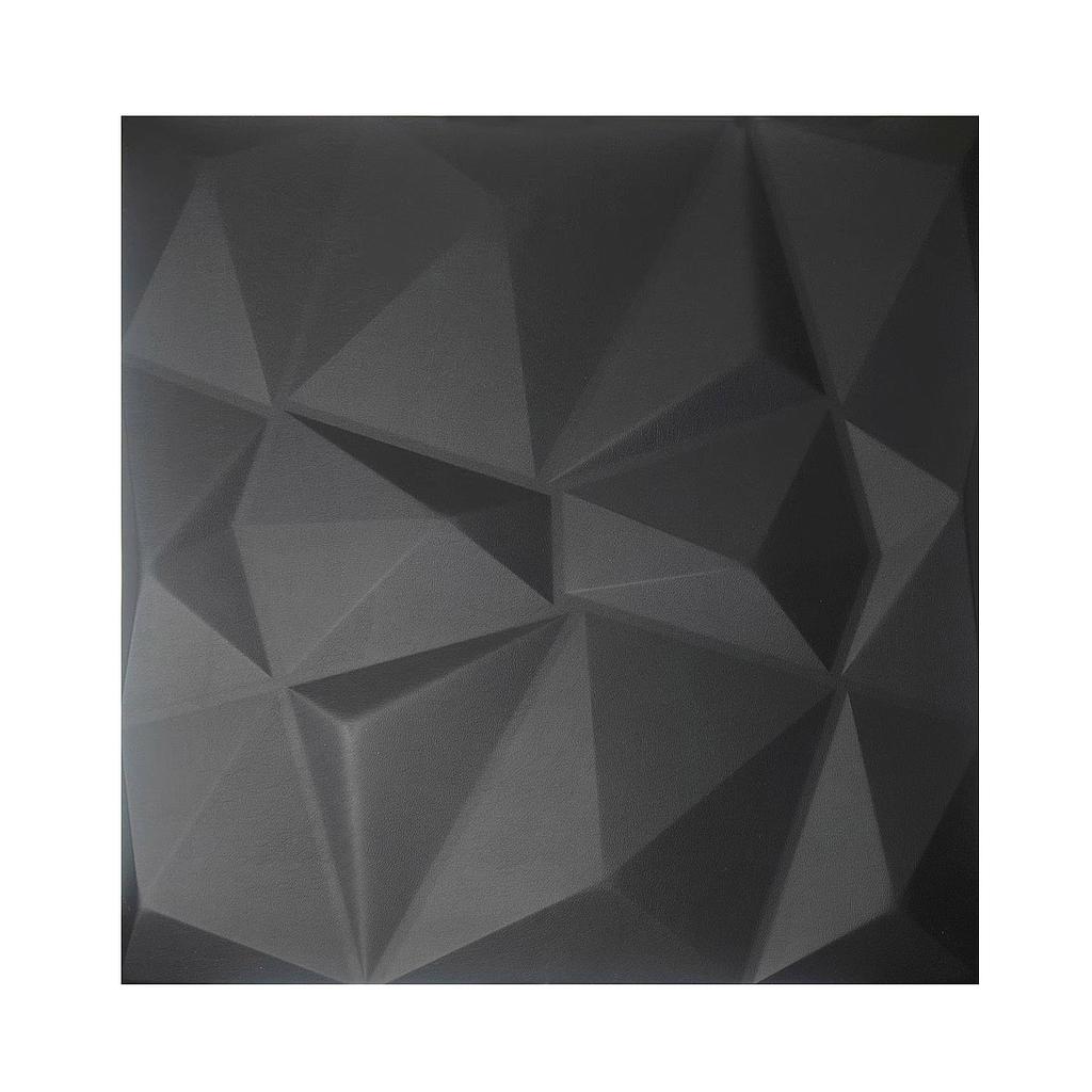 Elegant 3D Diamond-Embossed Black PU Leather Wall Panels - 25mm Thickness