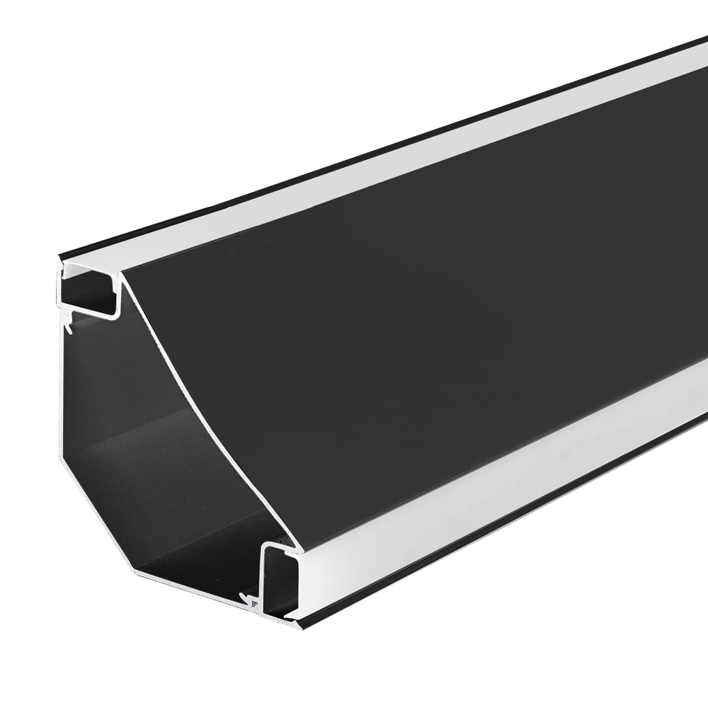 Gypsum LED Cove Light 45 Degree Corner Aluminum Profile- Black, 1 Meter