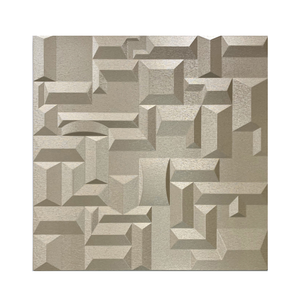 Artistic 3D Grid PU Leather Wall Panels - 60x60cms Cream, 10mm Thickness Size 600 x 600 mm