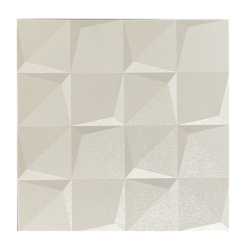 Luxury Angular 3D Grid PU Leather Wall Panels - 60x60cms White, 10mm Thickness Size 600 x 600 mm